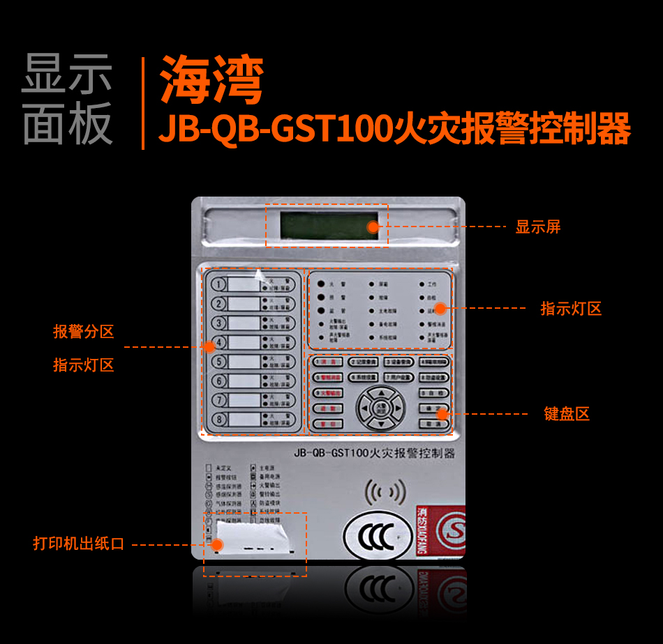 甘肃海湾JB-QB-GST100甘肃火灾报警控制器显示面板